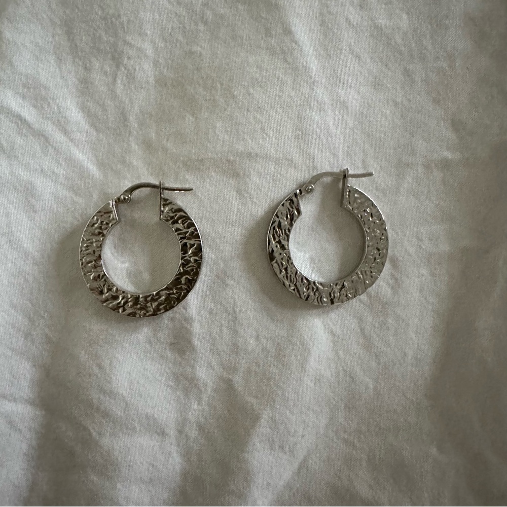 TOUS Silver Textured Hoop Earrings